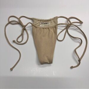 NEW Frankie’s bikinis tan with gold Bikini Bottom side Ties size small